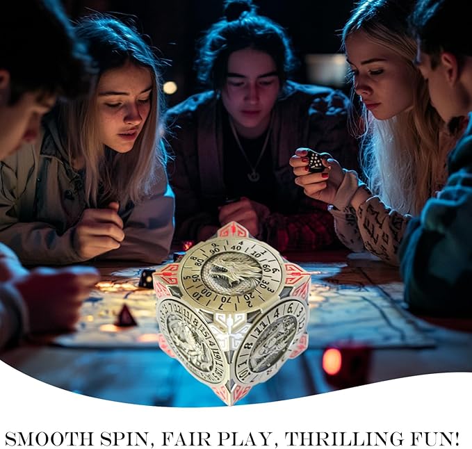 6 Sided Spinner DND Dice - Metal D4 D6 D8 D10 D10% D12 D20 All in One D&D Set - Cool Role Playing Gifts for Dungeons and Dragons TRPG MTG Games Lover Players Upgrade Ancient Bronze