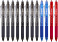 ParKoo Retractable Erasable Gel Pens Clicker Fine Point 0.7 mm, No Need for White Out, 8 Black/2 Blue/2 Red Ink for Completing Sudoku and Crossword Puzzles, 12-Pack