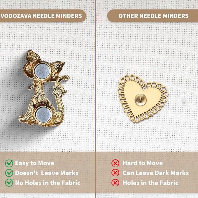 Needle Minder Magnet, Magnetic Needle Minder, Needle Minders Magnetic Cross Stitch Accessories, Magnetic Needle Holder, Life Tree, Butterfly, Cats, Owl, Heart (CAT)