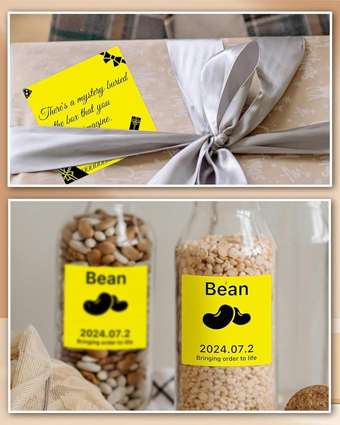 iEager Yellow Square Thermal Label Stickers, 3" x 3" Self-Adhesive Square Direct Thermal Labels with Perforation Line, 500 Sheets/Roll
