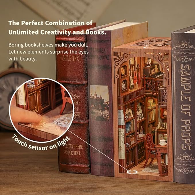 CUTEBEE Book Nook Kit - DIY Miniature House Kit for Adults and Teens, Dollhouse Booknook Tiny House Model Build Bookshelf Decor, Gifts for Family, Friends