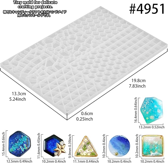 FUNSHOWCASE Cabochon Resin Mold Pack of 2 Mosaic Tile Epoxy Casting Jewelry Making