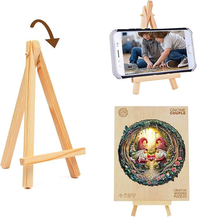 KAAYEE Wooden Puzzles for Adults, Gnome Couple Wooden Jigsaw Puzzle, 455 PCS Unique Shape Wood Puzzles Adult, 3D Visual Effect Flat Puzzle Birthday Family Games (XL-17.3 * 17.3in)
