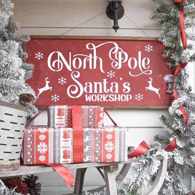 Christmas Stencils for Painting on Wood Porch Christmas Stencil Large Believe Xmas Holiday Stencils for Door Mats Window Glass Fabrics Crafts