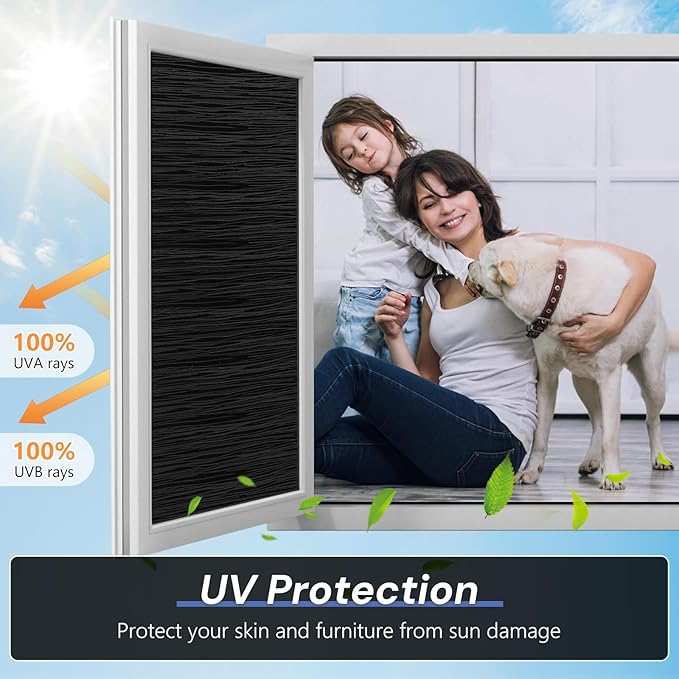 Haton Blackout Window Film, Black Out Sun Blocking Window Cover, Static Cling Frosted Privacy for Glass, Heat Control Darkening Room Coverings Shades Tint for Home Day Sleep, 23.6" x 157.4"