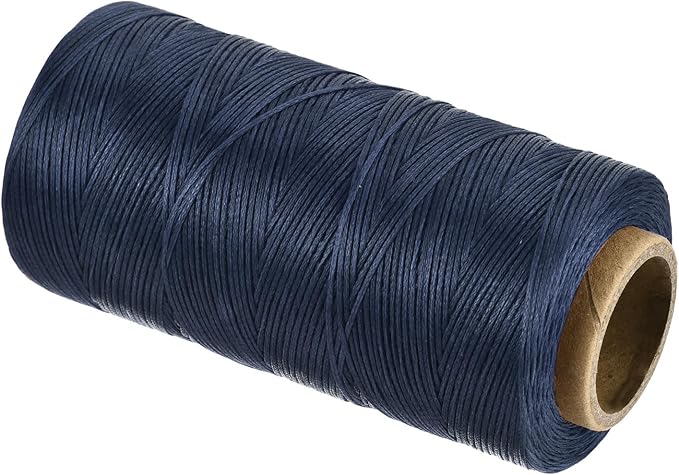 MECCANIXITY Waxed Thread,284 Yard 0.8mm 150D Flat Wax Thread Polyester Waxed String for Leather Sewing Hand Weaving Book Binding Home Decoration,Deep Blue