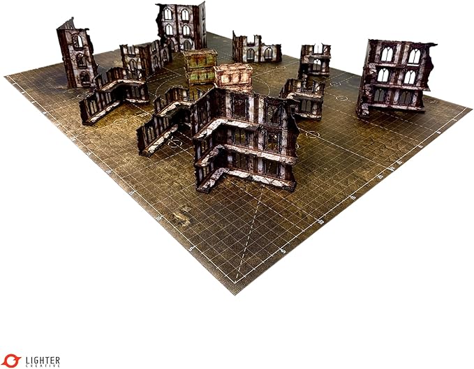 44'' x 60'' Battle Mat Gridded War-Gaming Mat for WH40K - Made of Synthetic Leather, 1.1mm Thickness (Doomsday Barrens)