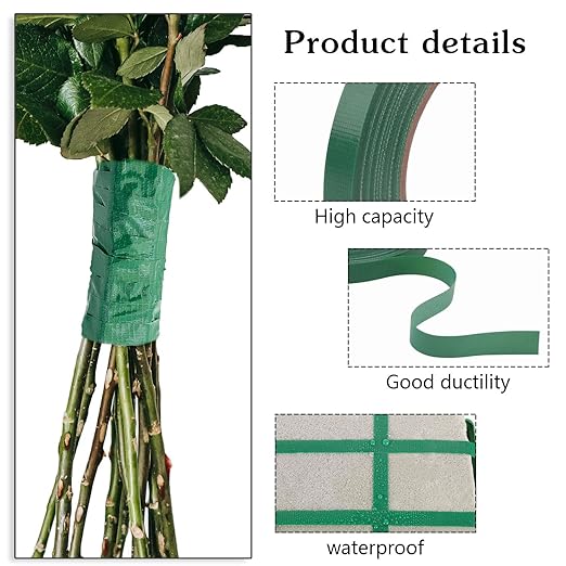 Prudiut 2 Roll Green Floral Tape Waterproof Florist Tape, 1/4In Wide Flower Wrap Tape Floral Tape for Fresh Flower Bouquet Wrap Flower Arrangements Crafts (100Ft/33Yd)