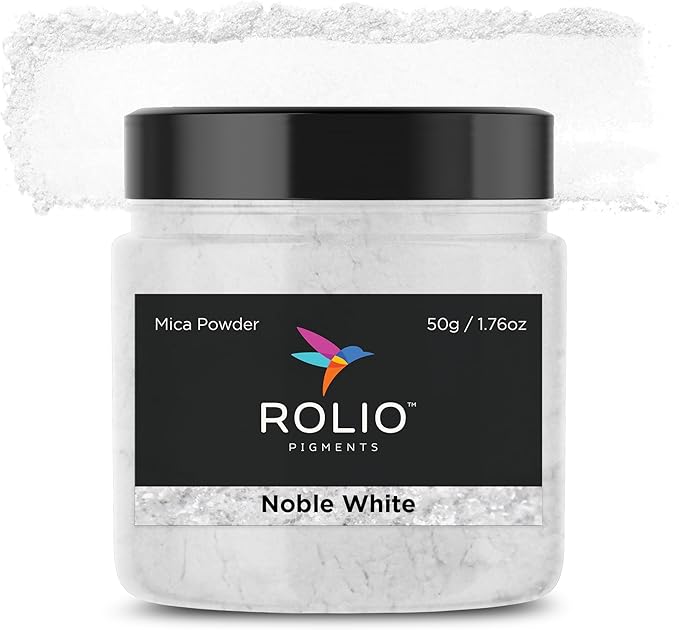 Rolio Premium Mica Powder - Noble White (50G / 1.76oz) - 1 Jar of White Pigment Powder for Epoxy Resin, Dye, Soap Making, Nail Polish, Paint, Candle Making, Bath Bombs, Slime