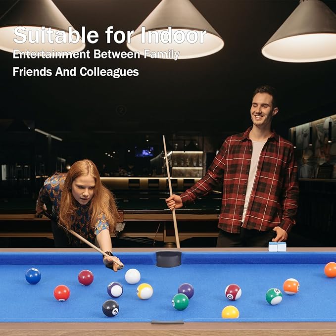 54" Portable Pool Table - Billiard Table for Kids & Adults with 2 Cues, Triangle Rack, Chalk & Brush - Compact Wooden Game Table for Home, Game Room, Indoor & Outdoor