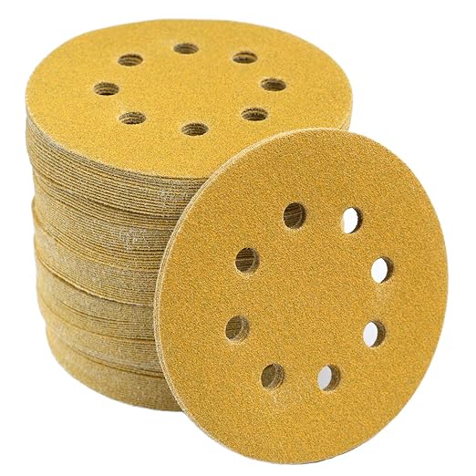 5-Inch 8-Hole Hook and Loop Sanding Discs 100-Grit Random Orbit Sandpaper, 100-Pack