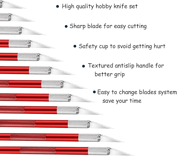 15 Pack Exacto Knife Set, Hobby Knife, Back to School Supplies Craft Knifes Kit for Art, Carving, DIY, Scrapbooking, Art, Cutting, Stencil(Red)