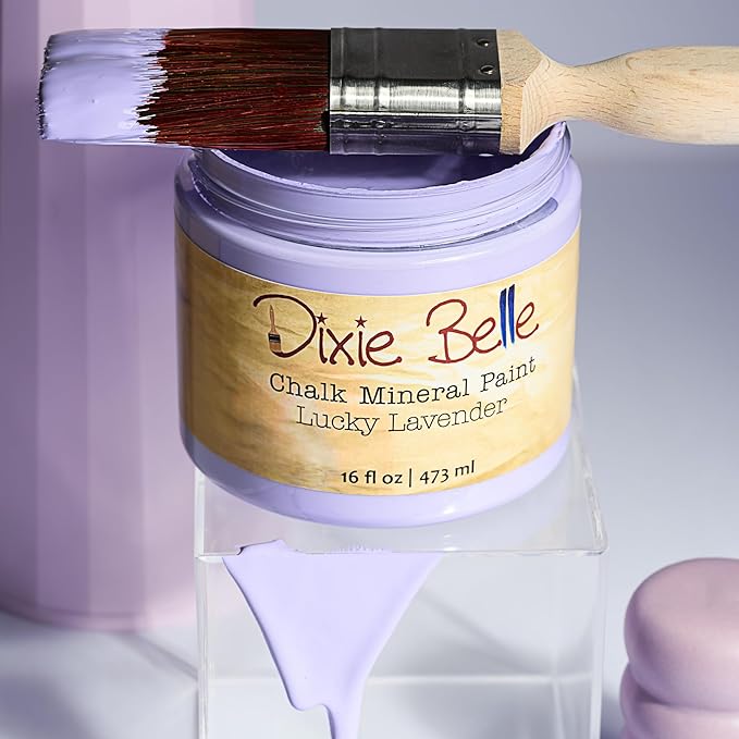 Dixie Belle Paint Company Chalk Finish Furniture Paint - Lucky Lavender (4oz) - Matte Pastel Purple Chic Chalk Mineral DIY Furniture Paint