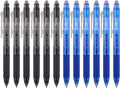 ParKoo Retractable Erasable Gel Pens Clicker Fine Point 0.7 mm, No Need for White Out, 6 Black/6 Blue Ink for Completing Sudoku and Crossword Puzzles