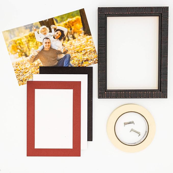 8.5x11 Mat Bevel Cut for 7x9 Photos - Acid Free Brick Red Precut Matboard With Backing Board and Crystal Clear, Self Seal Photo Mat Bag - For Pictures, Photos, Framing - 4-ply Thickness