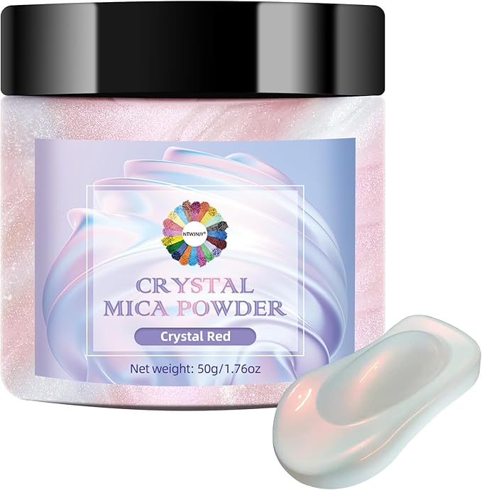 Crystal Red Mica Powder for Epoxy Resin，Natural Shimmer Mica Powder Used for Coloring Resin Artwork, car Spray Paint, Candles, soap, Lip Gloss, Nail Polish(50g/1.7oz)