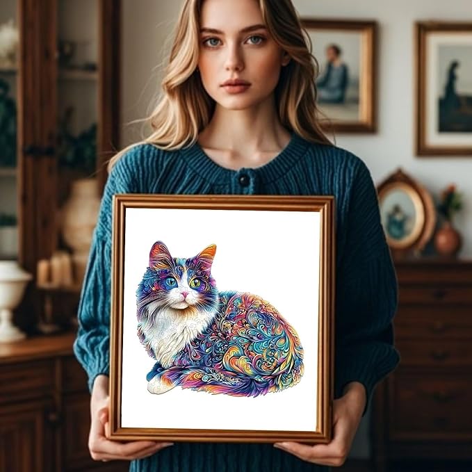 Lazy Cute Cat Puzzles Adults Gifts Wooden 175 Pieces 11.4 * 10.4in