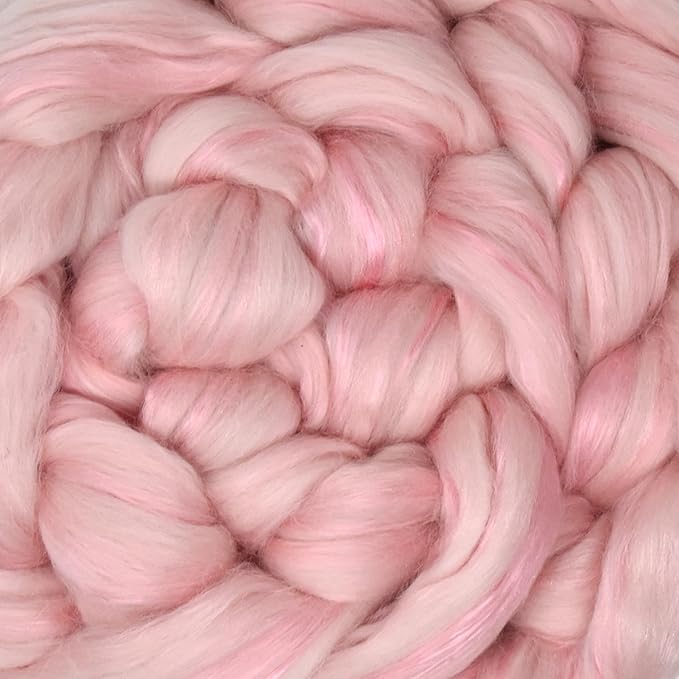 Merino Silk Luxe Tonal Designer Blend. Superfine Merino, Mulberry Silk, Tussah Silk. Top Roving for Spinning or Felting. Fleur de Rose 4oz