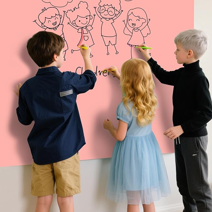 Magnetic Glass Whiteboard - Glass Dry Erase Board 48"x36" Large Frameless Glass Board for Walls Office School and Home, Pink