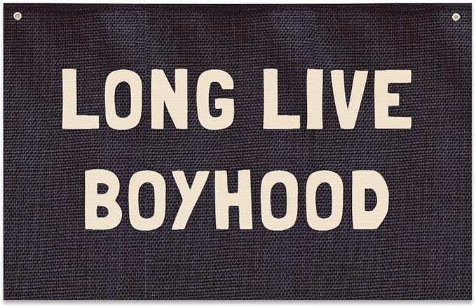 Long Live Boyhood Banner, Boys Room Decor, Canvas Banner Wall Hanging Flag Decor for Nursery Playroom Toddler Room