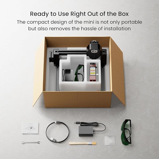 LONGER Ray5 mini Laser Engraver, 32-Bit High-Speed 12000mm/min, 0.04mm Compressed Spot, WiFi APP Control, 130×140mm Engraving Area, Eye Protection, for Wood, Acrylic, Paper (3.5W)