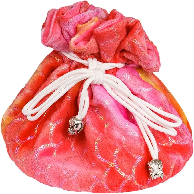 DND Dice Bags Large with Pockets Orange Storage Bag Fish Scale Pattern for RPG Game Dices - Capacity 200+ Dice