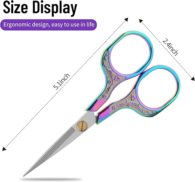 Sharp Embroidery Scissors-5 Inch Vintage Precision Scissors-Stainless Steel Blades with Vibrant Gradient Handle & Floral Design-Resistant for DIY/Art/Craft/Sewing