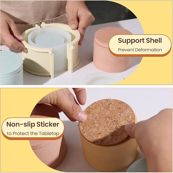BOOWAN Nicole Simple Style Candle Vessels Silicone Mold, Candle Jar Mould for Jesmonite Concrete Cement DIY Handmade Home Decoration