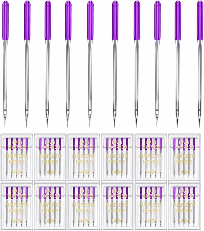 HONEYSEW 60 Pieces Sewing Machine Needles Universal Regular Point Machine Needles for Home Sewing Machine Compatible with Singer, Brother and Old Sewing Machine (Purple, Size 14-60PCS)