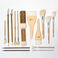 Pottery Glaze Brushes,16 PCS Painting Ceramic Brush Set, Different Shape Wool Soft Bristle for Ceramic Pottery Glazing Creation