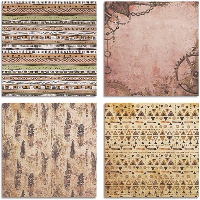 Vintage Steampunk & Bohemian Scrapbook Paper Pad - 6x6 Inch Single-Sided Craft Paper for Junk Journals, Card Making, Decoupage, and DIY Projects