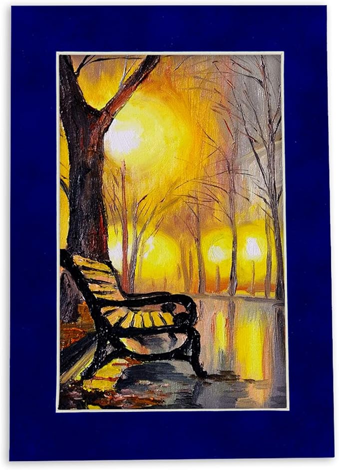 8x10 Mat Bevel Cut for 5.5x8.5 Photos - Acid Free Royal Blue Suede Precut Matboard - For Pictures, Photos, Framing - 4-ply Thickness