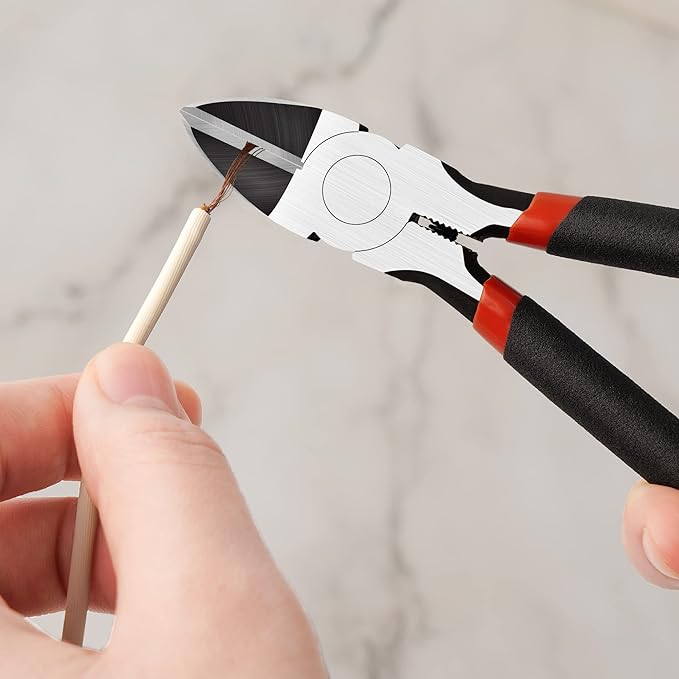 BOENFU 6 Inches Wire Cutters Heavy Duty Snips Flush Cut Side Cutters Pliers Metal Cutting Tool for Crafting, Floral, Artificial Flowers, Chicken Wire, Electrical, 1 Pack