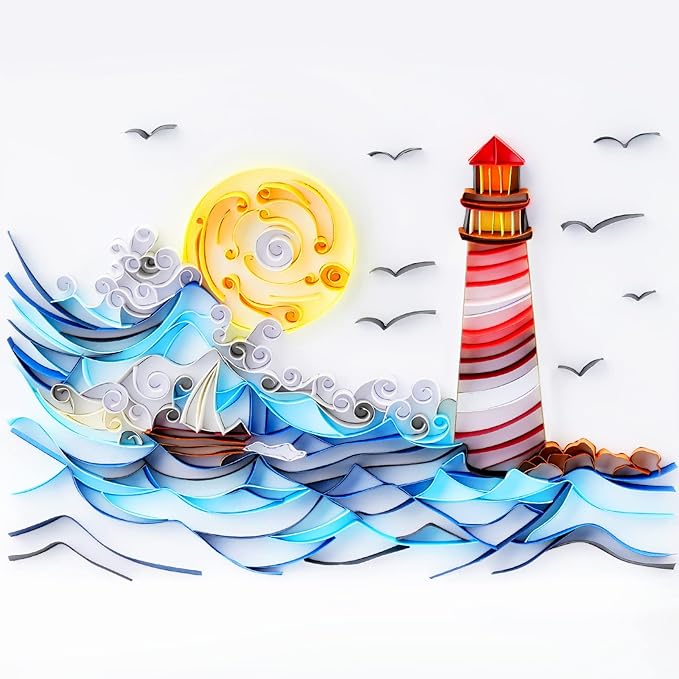 Uniquilling Quilling Kits Paper Quilling Kit for Adults Beginner, 8 * 10 in Paper Filigree Painting Kits, DIY Kits for Adults with Quilling Tools, Modern Wall Art for Living Room