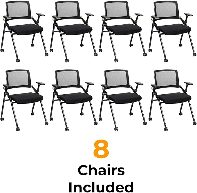 Triton Foldable Poker Table with 8 Chairs - Premium Soft-Padded Armrest, Individual Cup Holders, Portable Mat- Crafted with Durable Materials, Long-Lasting Poker Table for 8 Players