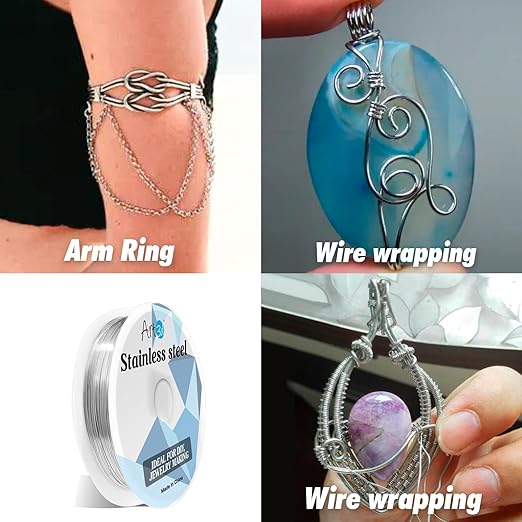 Art3d 18 Gauge Stainless Steel Wire, Bendable Soft Crafting Wire for Jewelry Making Earring Beading DIY Wrapping Sculpting - 120 FT Silver