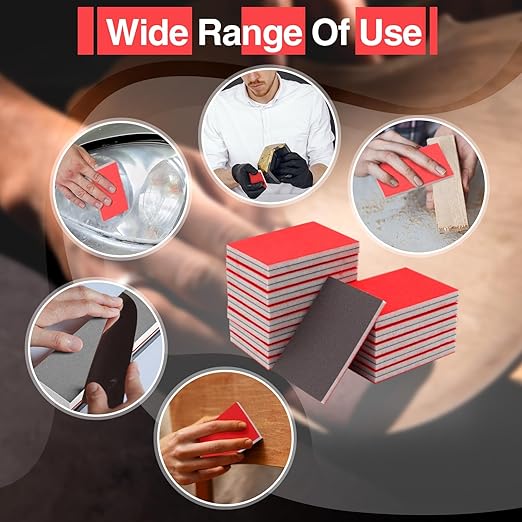 30-Pcs 3x4 Inch 320 Grit Sanding Sponge Set, Soft Foam Hand Sanding Blocks, Ultra-Fine Wet/Dry Sandpaper for Wood, Metal, Drywall, Furniture Polishing