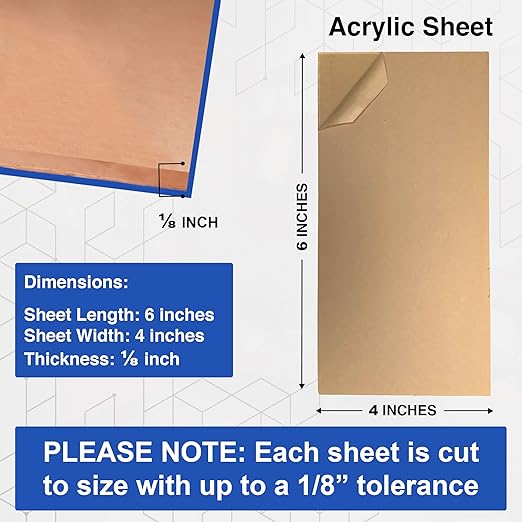 Duco USA-Made Clear Cast Acrylic Sheet 1/8 Inch Thick 4" x 6" - 6 Pack of Transparent Plexiglass Sheet - Lightweight Acrylic Board for Window Replacements, Displays, Signs, and More