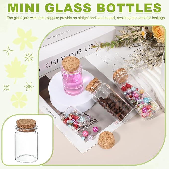 uxcell 6Pcs Mini Glass Bottles with Cork Stoppers, 30ml Small Clear Bottles Glass Empty Jars Vials for DIY Crafts Party Wedding Decor Favors
