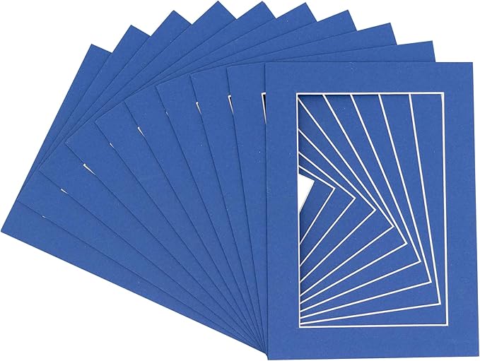 11x14 Mat for 8.5x11 Photo - Precut Bottle Blue Picture Matboard for Frames 11 x 14 Inches - Bevel Cut to Display Art 8.5 x 11 Inches - Acid Free Pack of 100 MATS with Backing Boards & Clear Bags