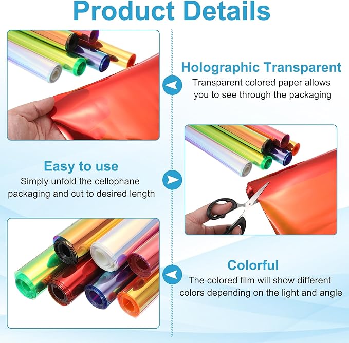 MECCANIXITY Holographic Clear PVC Vinyl Film Holographic PVC Fabric Waterproof Dichroic Film 12 x 48 Inch for Handbags Bows Earrings DIY Craft,Laser Yellow