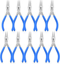 Needle Nose Pliers Set, mshandto 5" Long Nose Pliers for Wire Bending, 10 Pack High Carbon Steel Needle Nose Pliers, Serrated Jaw Pliers for Jewelry Making, Electronics, Object Grasping, Craft Making