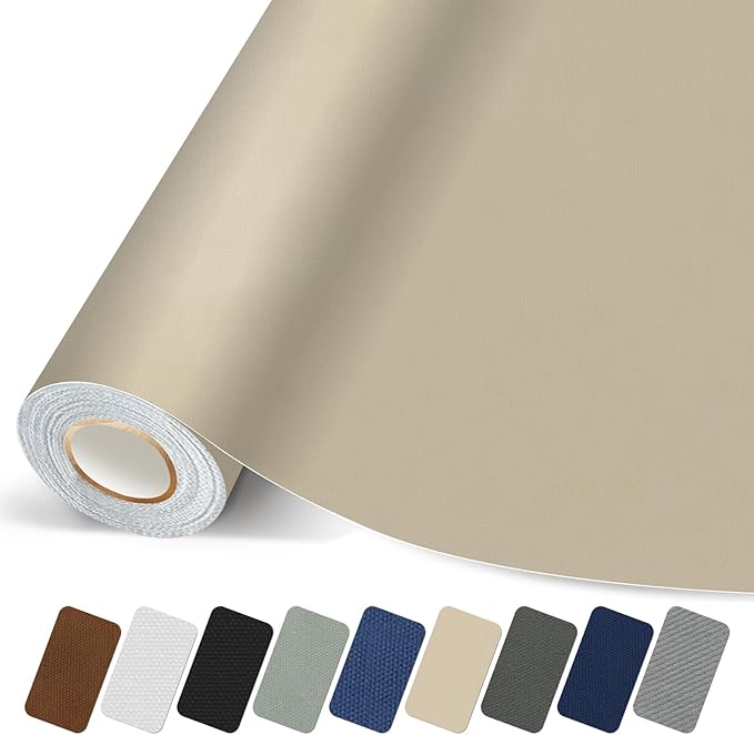 Canvas Repair Patch, 17X158 Inch Strong Sticky Fabric Repair Tape, Self-Adhesive Fabric Patch for Sofas, Tote Bags, Clothing, Car Seats, Furniture (Beige, 17X158 Inch)