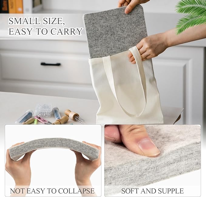 Amylove 8 Pcs Needle Felting Pad Needled Felting Mat Wool Supplies Thick Firm Base Woolen Block for Beginners Crochet Knitting Projects Kit Tool, Gray (8 x 10 x 1 Inch)