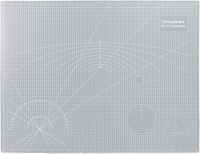 Falling in Art Self Healing Cutting Mat, 18x24" Cutting Mats for Sewing, Double-sided 5-Ply Fabric Cutting Board for Crafting, Quilting and Sewing Projects, White