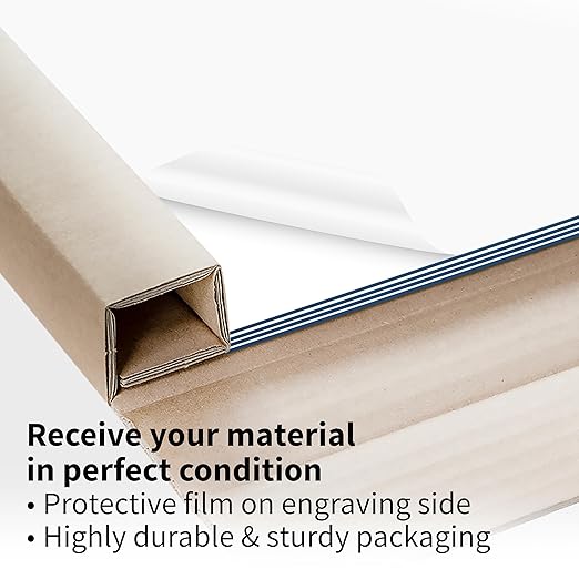 Trotec TroLase | 12"x12"x1/16", 8 Pcs | White/Blue| 2 Ply | Modified Acrylic | Laser Engraving Double Color Plastic Sheet | Engraving Blanks for Laser, Saw, Guillotine | Made in USA