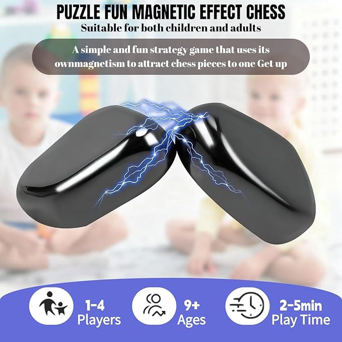 Magnetic Chess Game，24 Stones，String & Portable Storage Bag，Strategy Board Game for Family Game Night, Indoor Outdoor Use for Kids Adults V