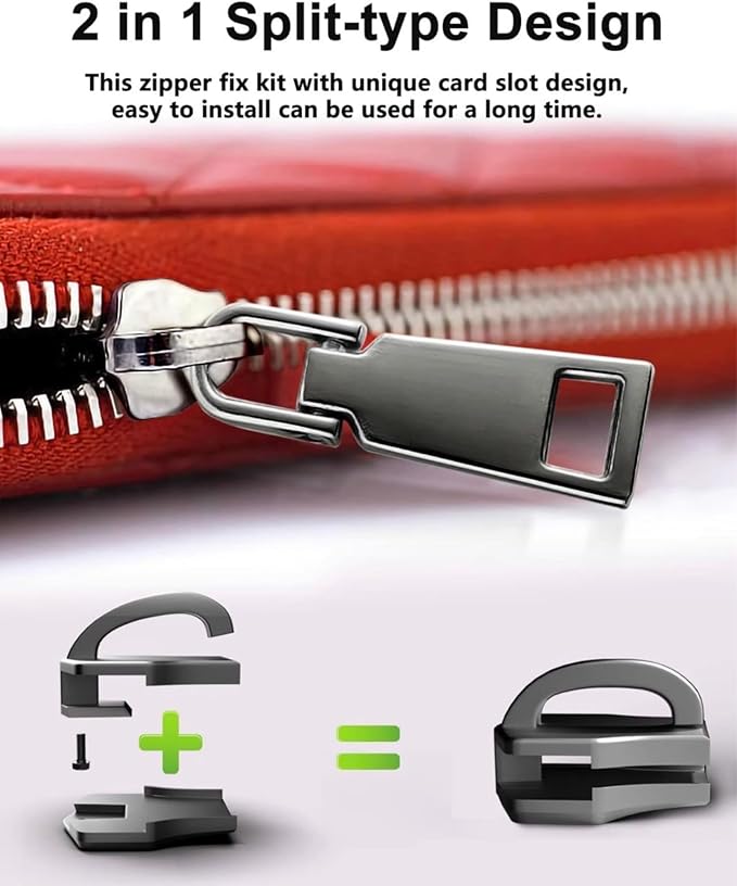 AKTIOIN Metal Zipper Repair Kit for Jackets, Luggage, Bags, Backpack, No Sewing Required Detachable Zip Heads Zipper Pull Replacement (Golden, #5)