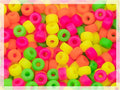 1.76 oz (ab. 240pcs) Mix of Big Pony Bagel Czech Glass Beads, 6mm (0.24 inch, Hole 0.08in) Semi Matte Neon Mix