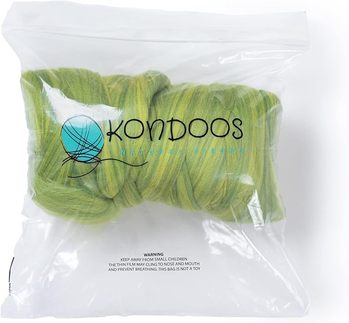 Multi Colored Natural Wool roving, 1 lb. Best Wool for Needle Felting, Wet Felting, handcrafts and Spinning. (Forest, 1lb)